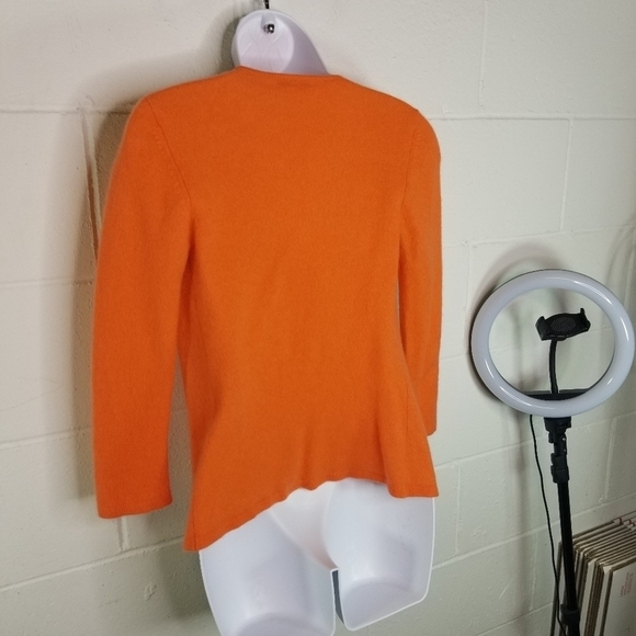 J. McLaughlin orange coral cashmere open front cardigan sweater - Picture 3 of 8
